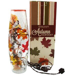 NEW Autumn Fall Harvest Pre-Lit Birds on Branches Hurricane Lamp Box Kirklands
